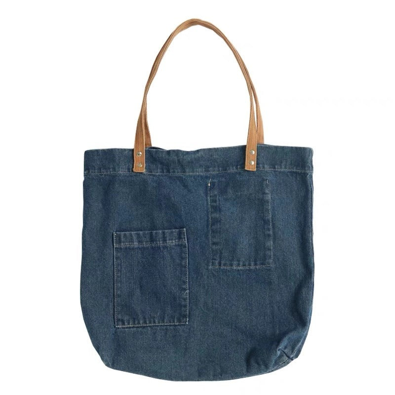 Women's Fashion Large Capacity Washed Denim Shoulder Handbag