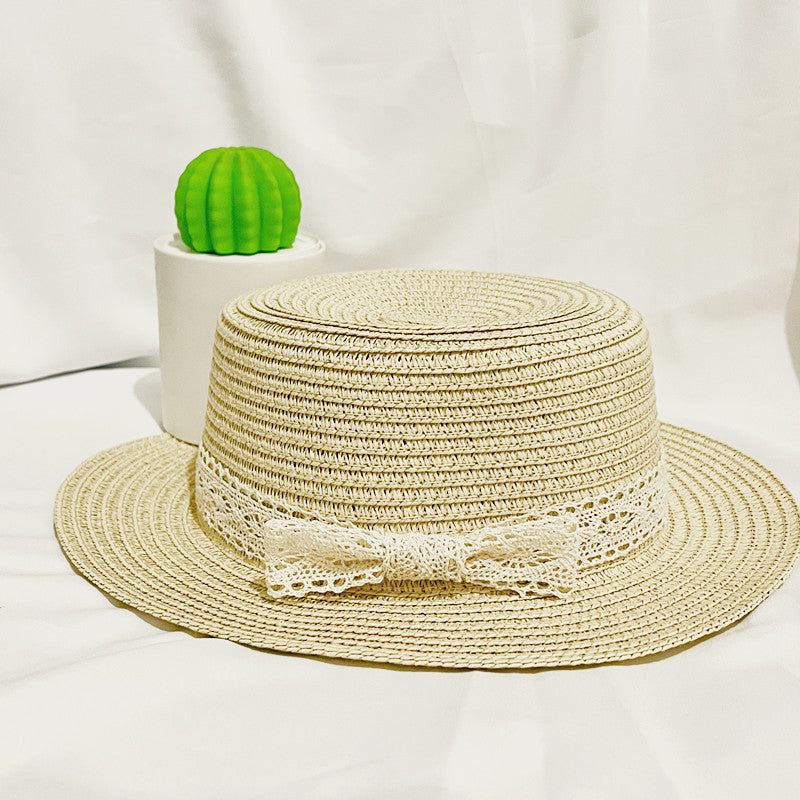 Lace Bow Ribbon Straw Hat
