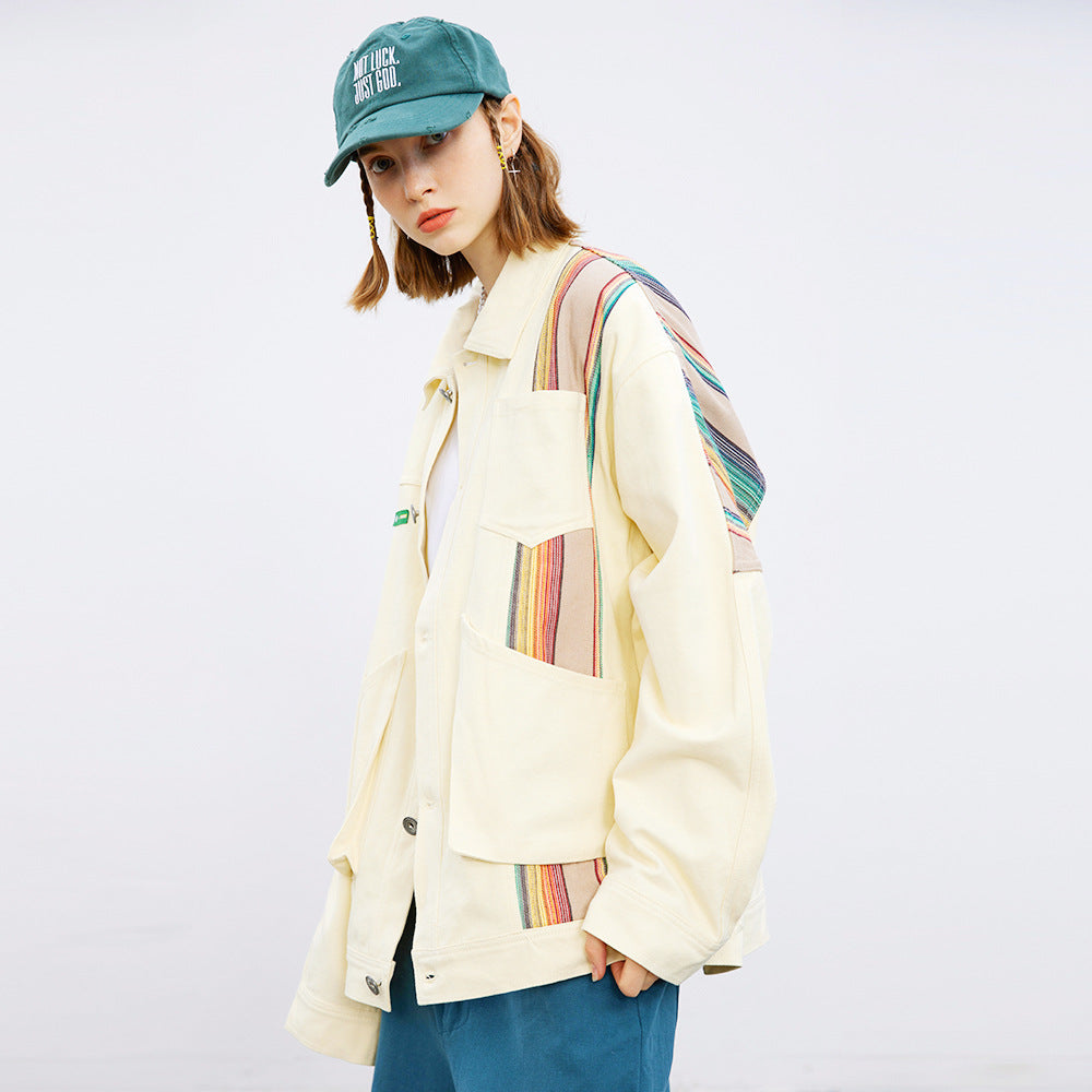 National Style Splicing Coat Men And Women