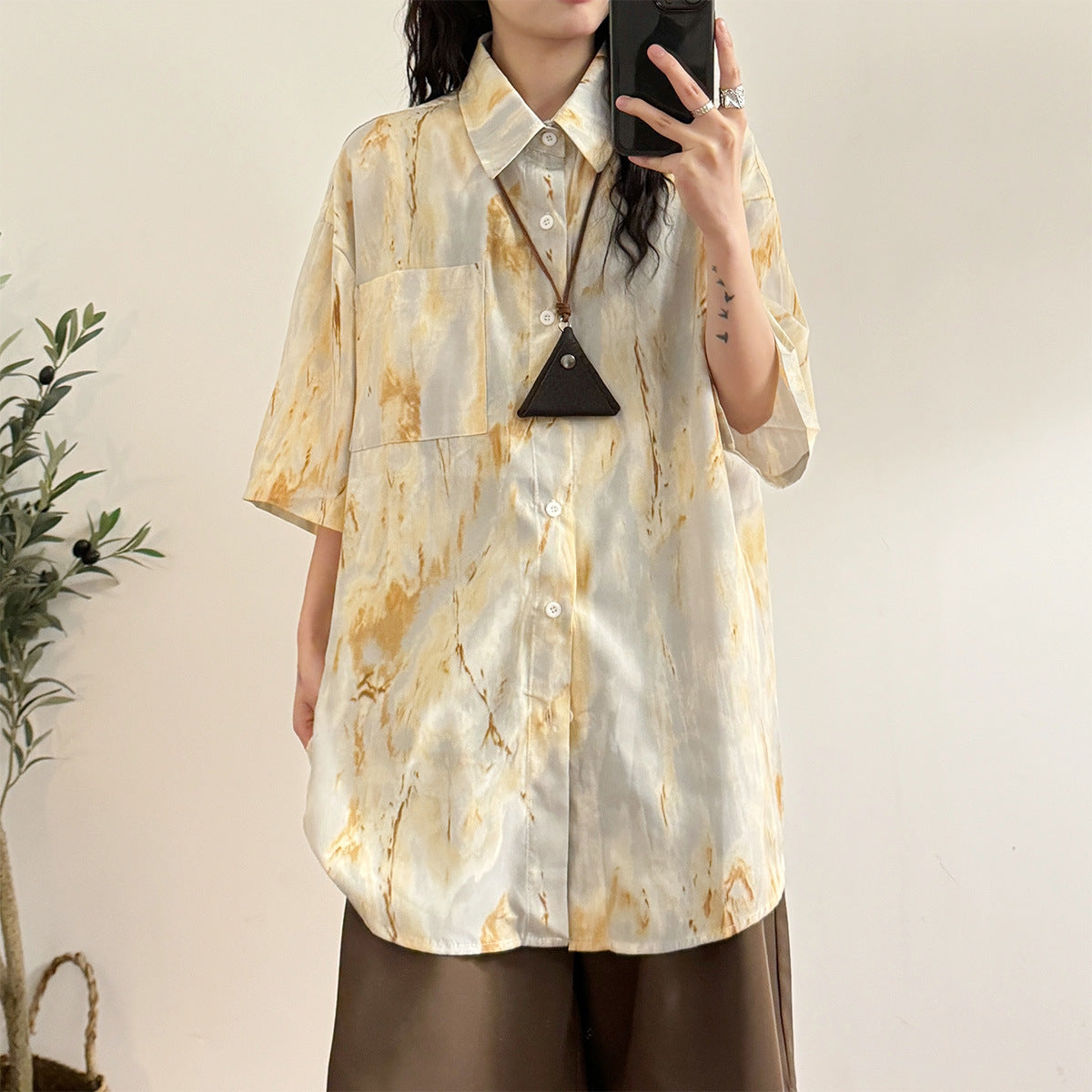 Design Sense Niche Tie-dyed Shirt Short Sleeve Shirt