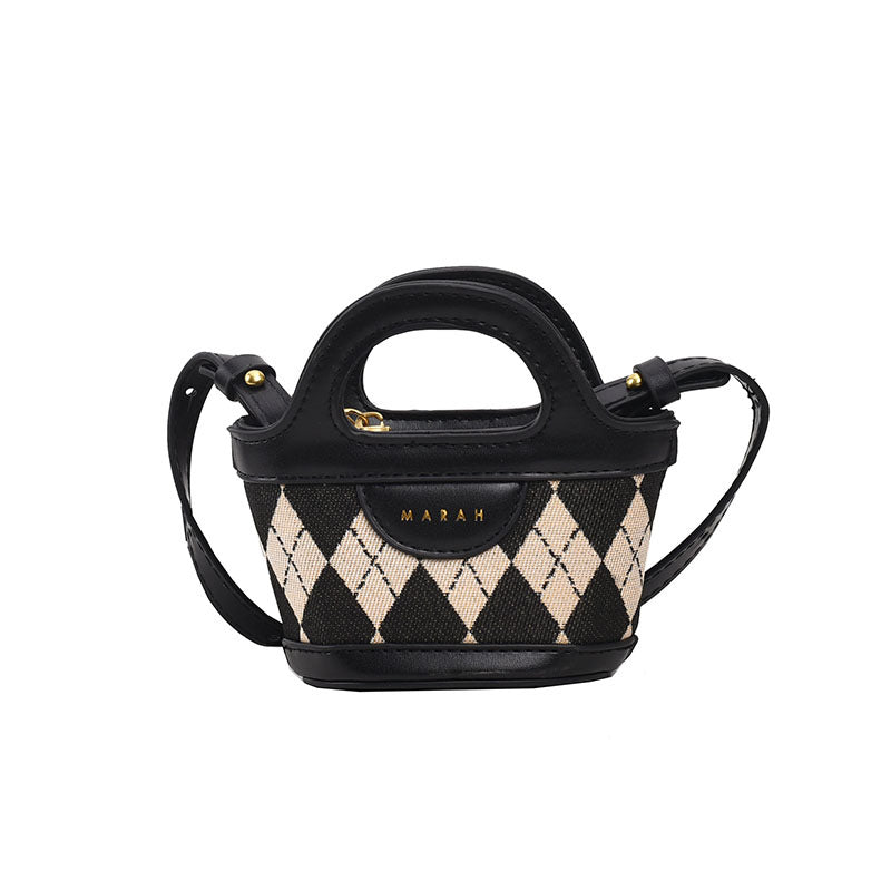 Koreansk-inspireret patchwork mode plaid mini mulepose skuldertaske