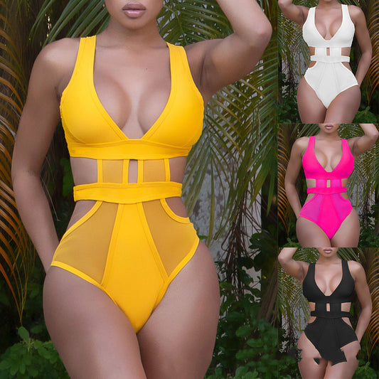 European And American Women's New Hollow Mesh Swimsuit