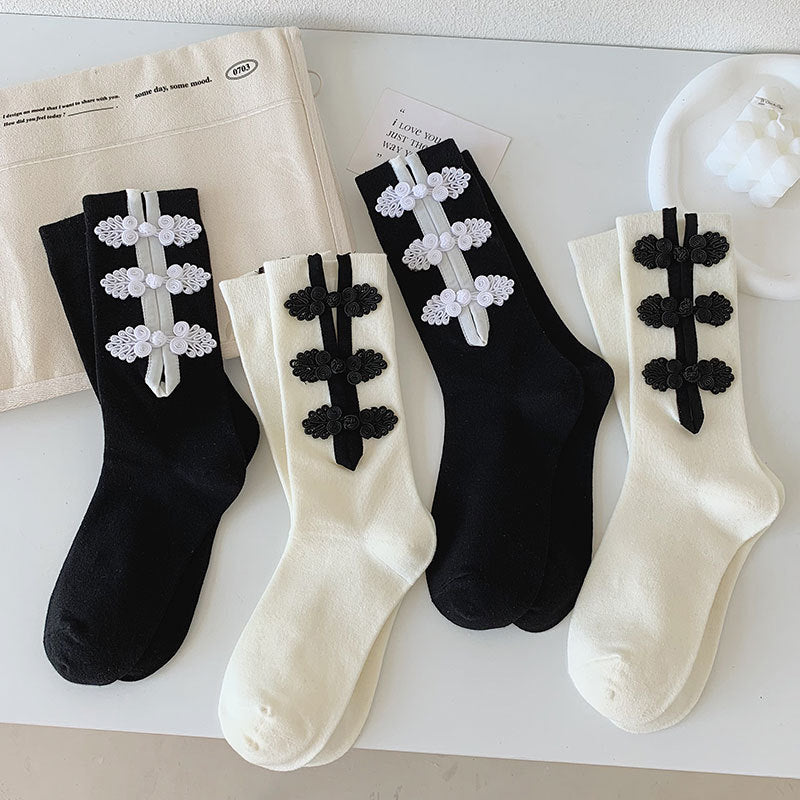 Women's Fashion Personality Buckle Decorative Socks