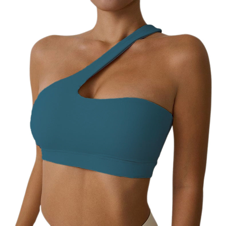 Oblique Shoulder Nude Feel Yoga Bra Running Exercise Underwear