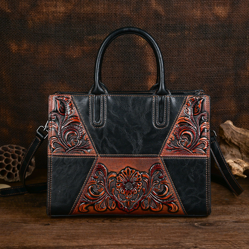 New Embossed Patchwork Womens Bag With Large Capacity