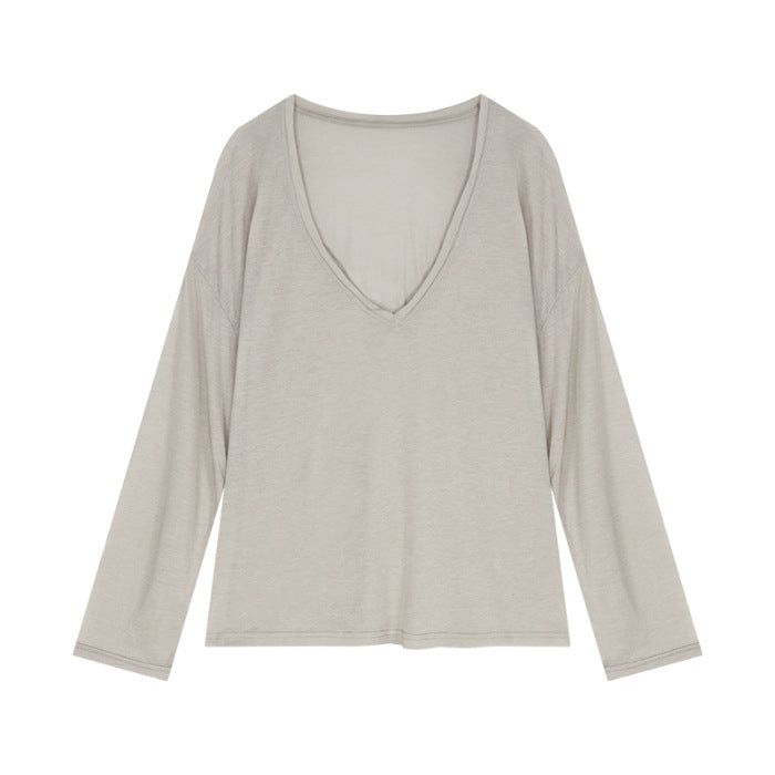Women's Slim-transparent V-neck Long-sleeved Loose Sun Shield Casual Top