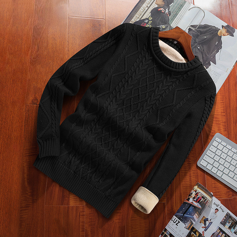 Slim-fit Twisted Solid Color Thick Warm Bottoming Shirt