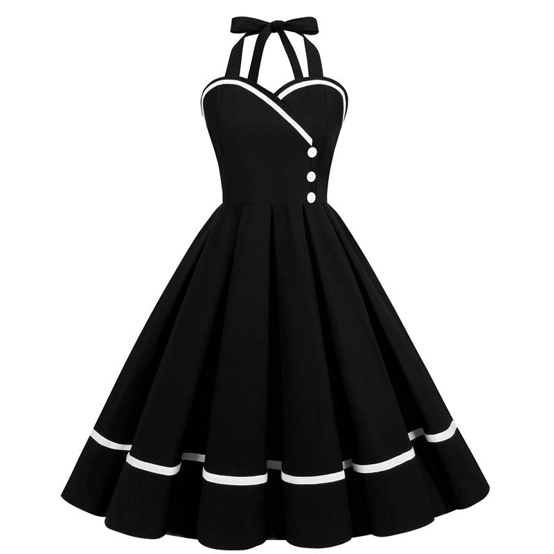 Retro-style Cinched-waist A-line 1950s Dress With A Voluminous Skirt