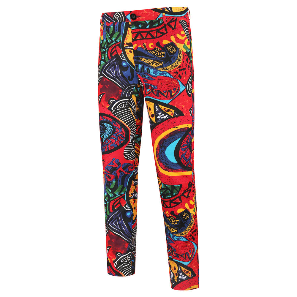 Autumn And Winter New Men's Leisure Suit Floral Print Suit