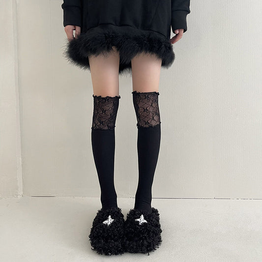Women's Lace Splicing Fake High Tube Knee Socks