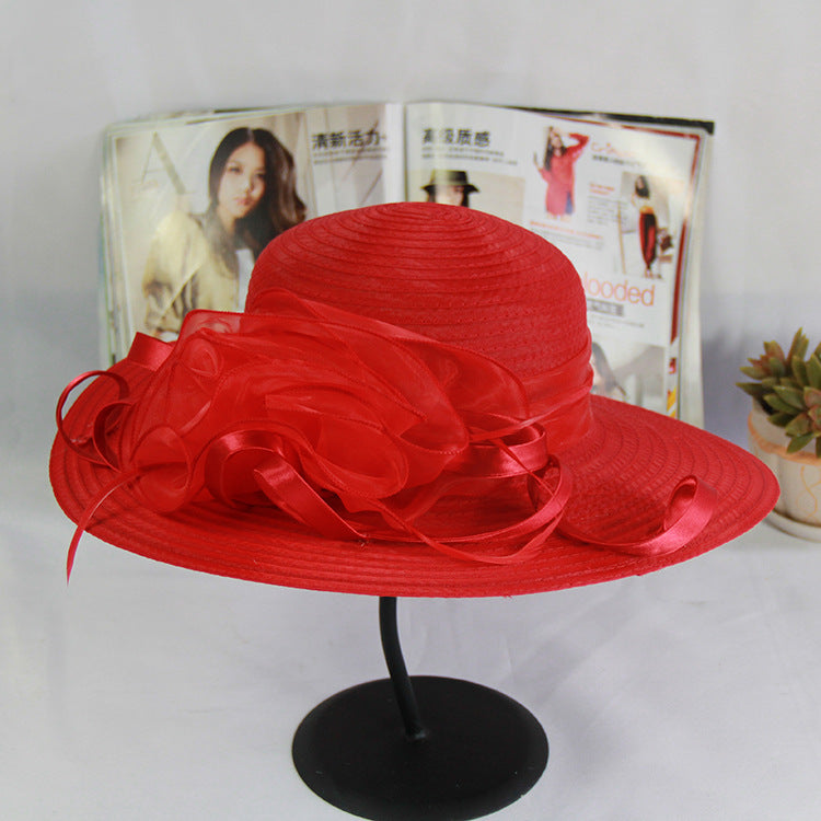 Gauze Visor Hat Organza Flower Temperament Dome