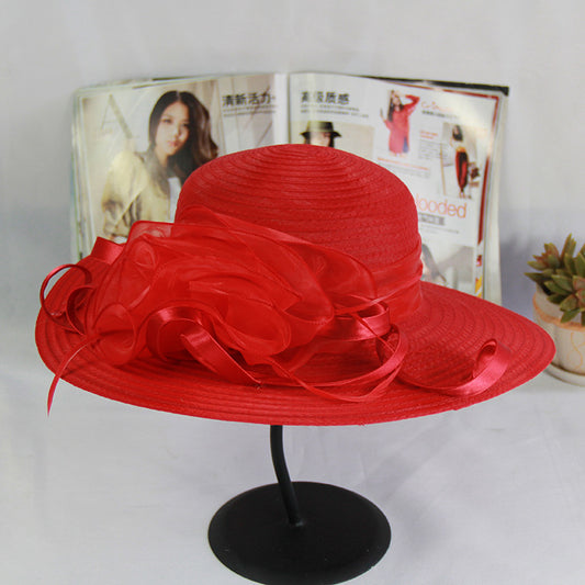 Gauze Visor Hat Organza Flower Temperament Dome
