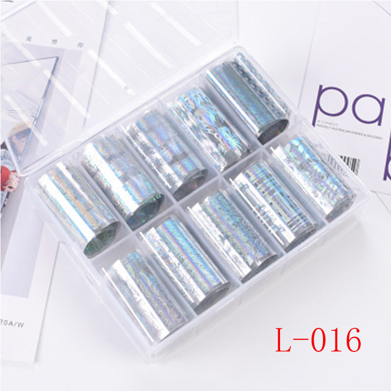 Nail Art Star Transfer Paper 10 Grid Set Color Silver Laser Nail Sticker Black And White Lace Transfer Paper