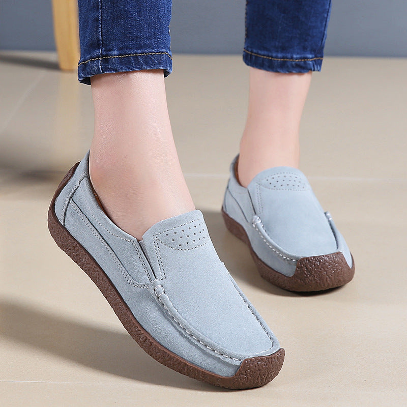 Mode loafers med rund tå afslappede alsidige ensfarvede flade sko slip-on hyggelige sko