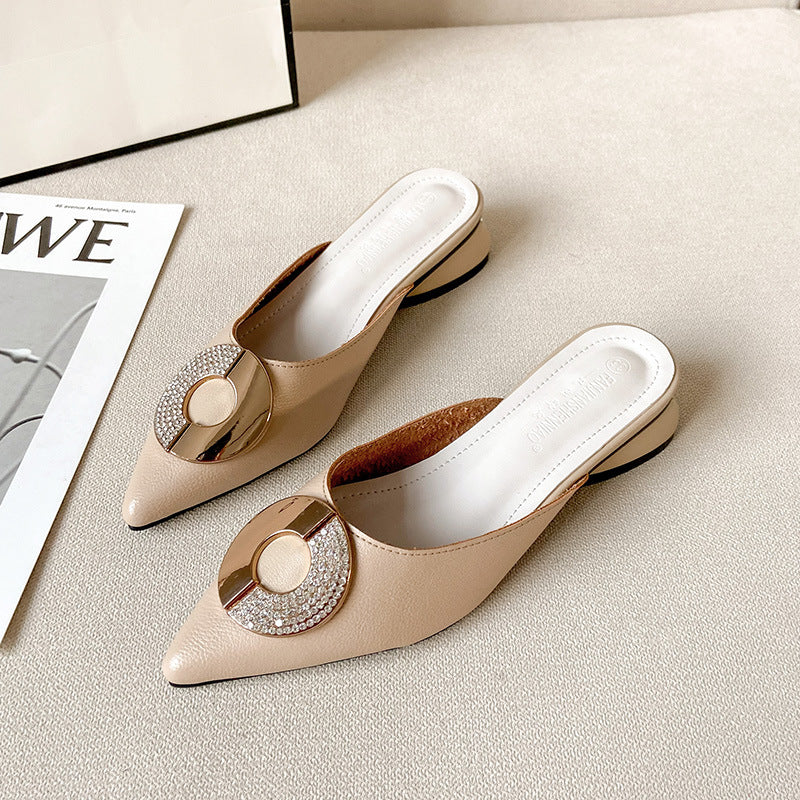 Fashion Net Celebrity Thick Heel Sandals And Slippers Plus Size