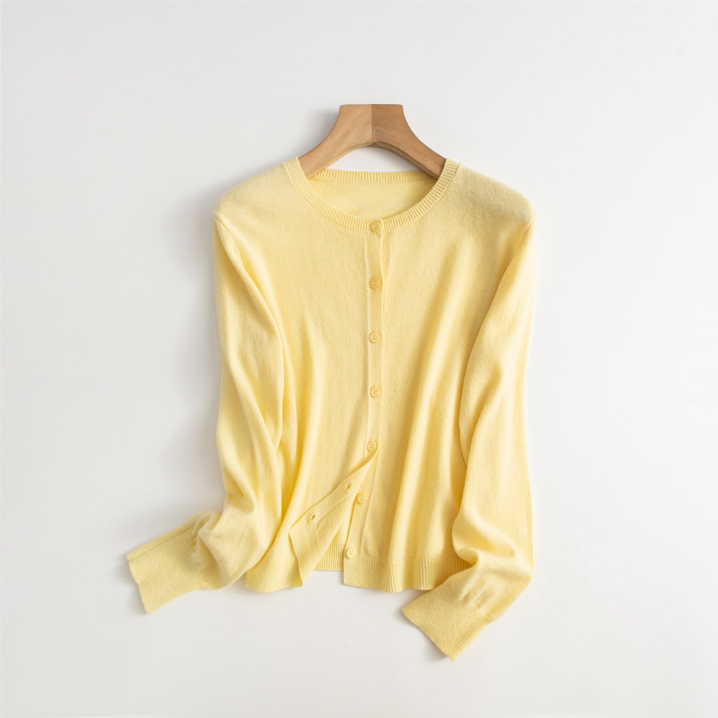 Spring Round Neck Knitted Cardigan Women's Thin Long Sleeve Sweater Coat