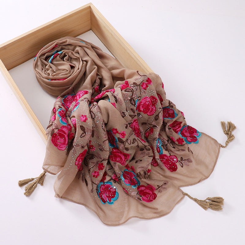 Ladies Travel Often Shawl Embroidery