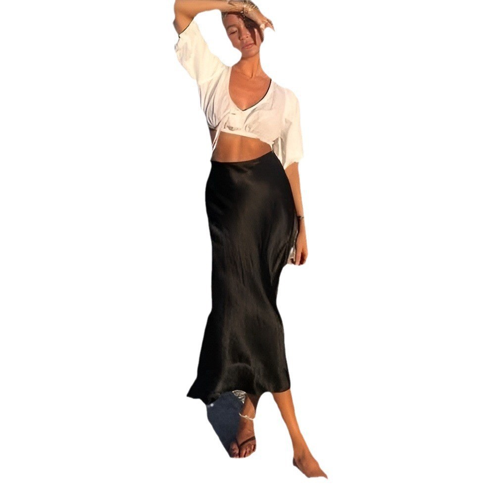 Autumn New Satin Skirt Women's Designer Style
