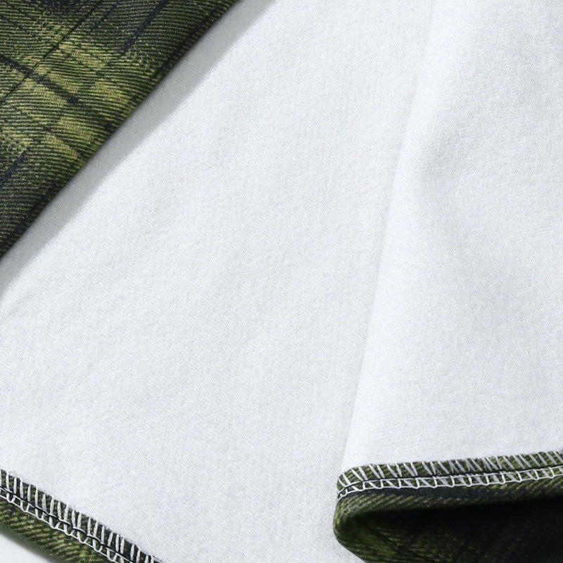 Hooded Plaid Shirt Men's Loose Casual Jacket Student