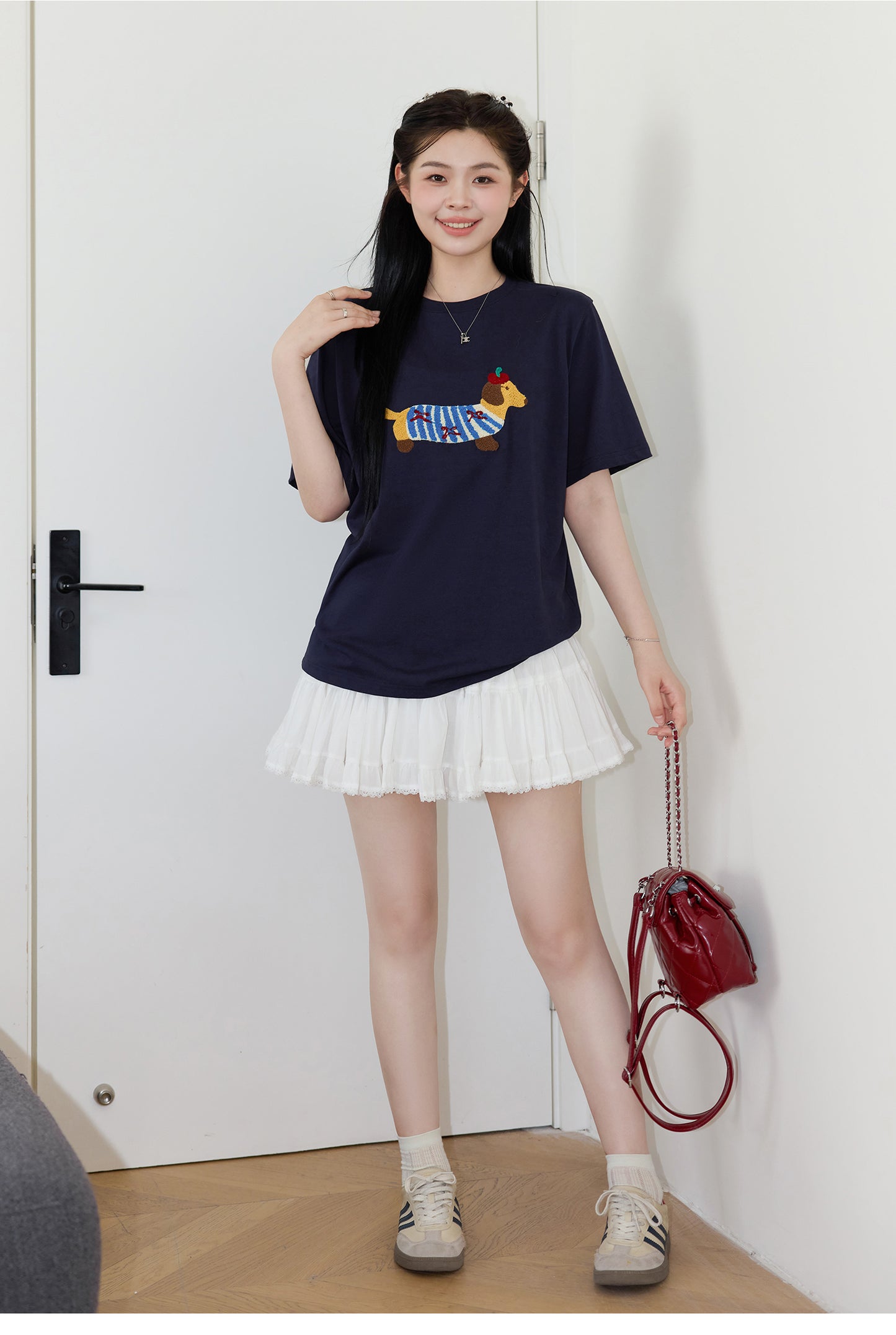 Loose Plus Size Sausage Dog Short Sleeve T-shirt