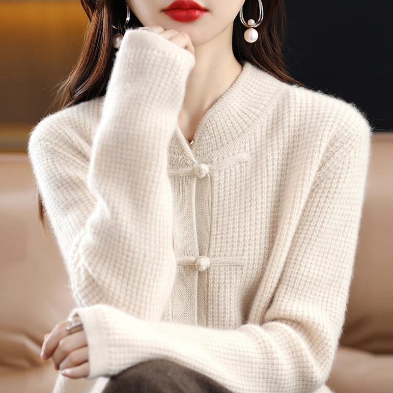 Women's Cashmere Cardigan Chinese Retro Buckle