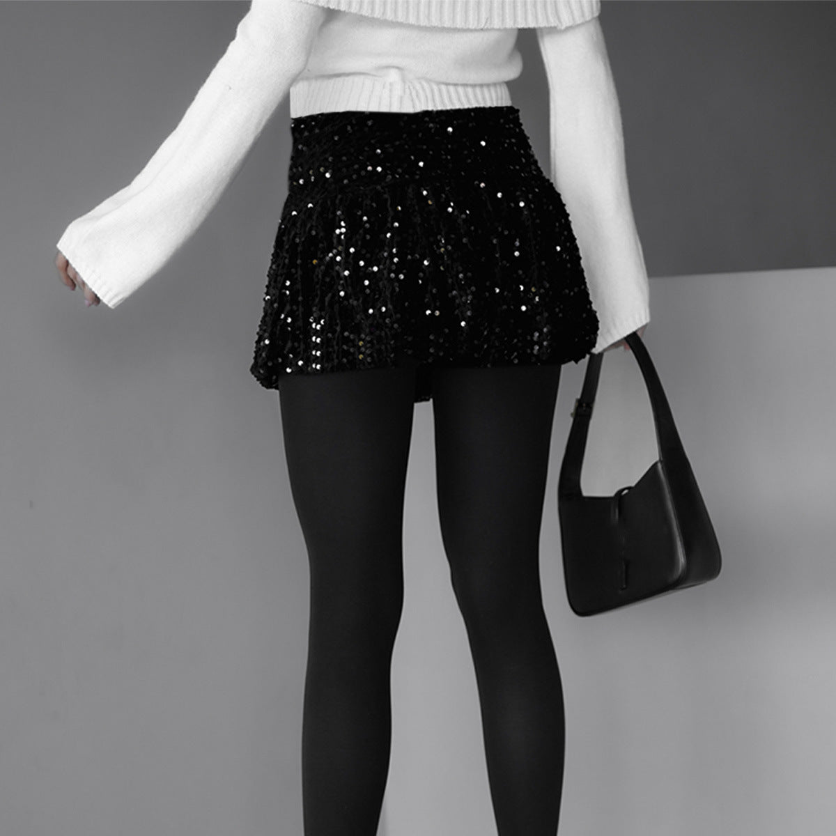 Loose-fitting Sequin Pleated Skirt Women's