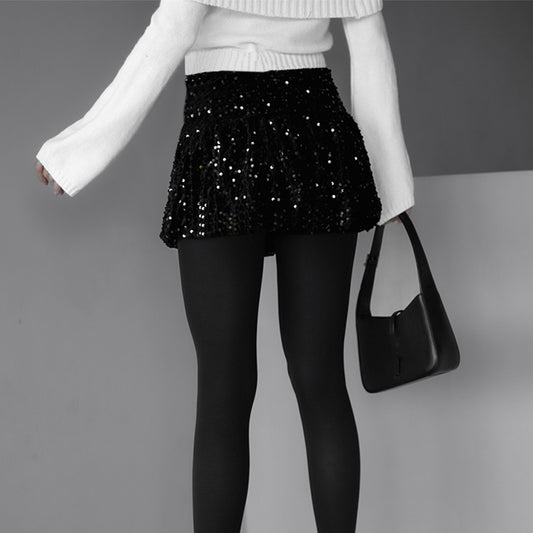 Loose-fitting Sequin Pleated Skirt Women's