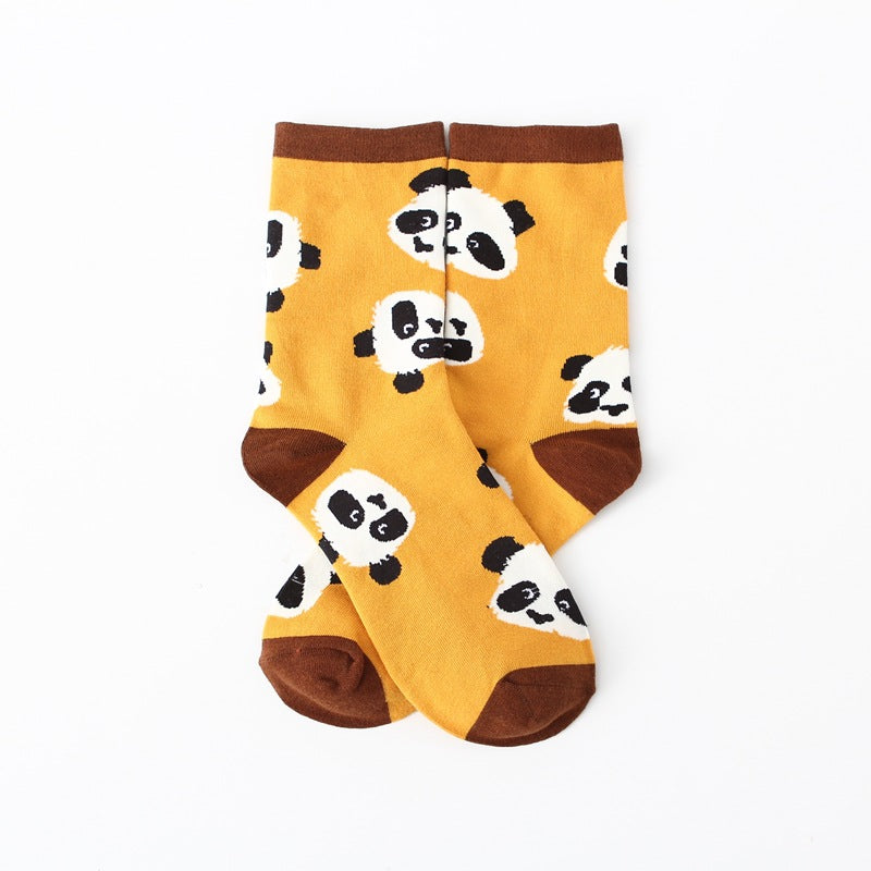 Cute Giant Panda All Cotton Mid-calf Length Combed Cotton High Tube Students' Socks