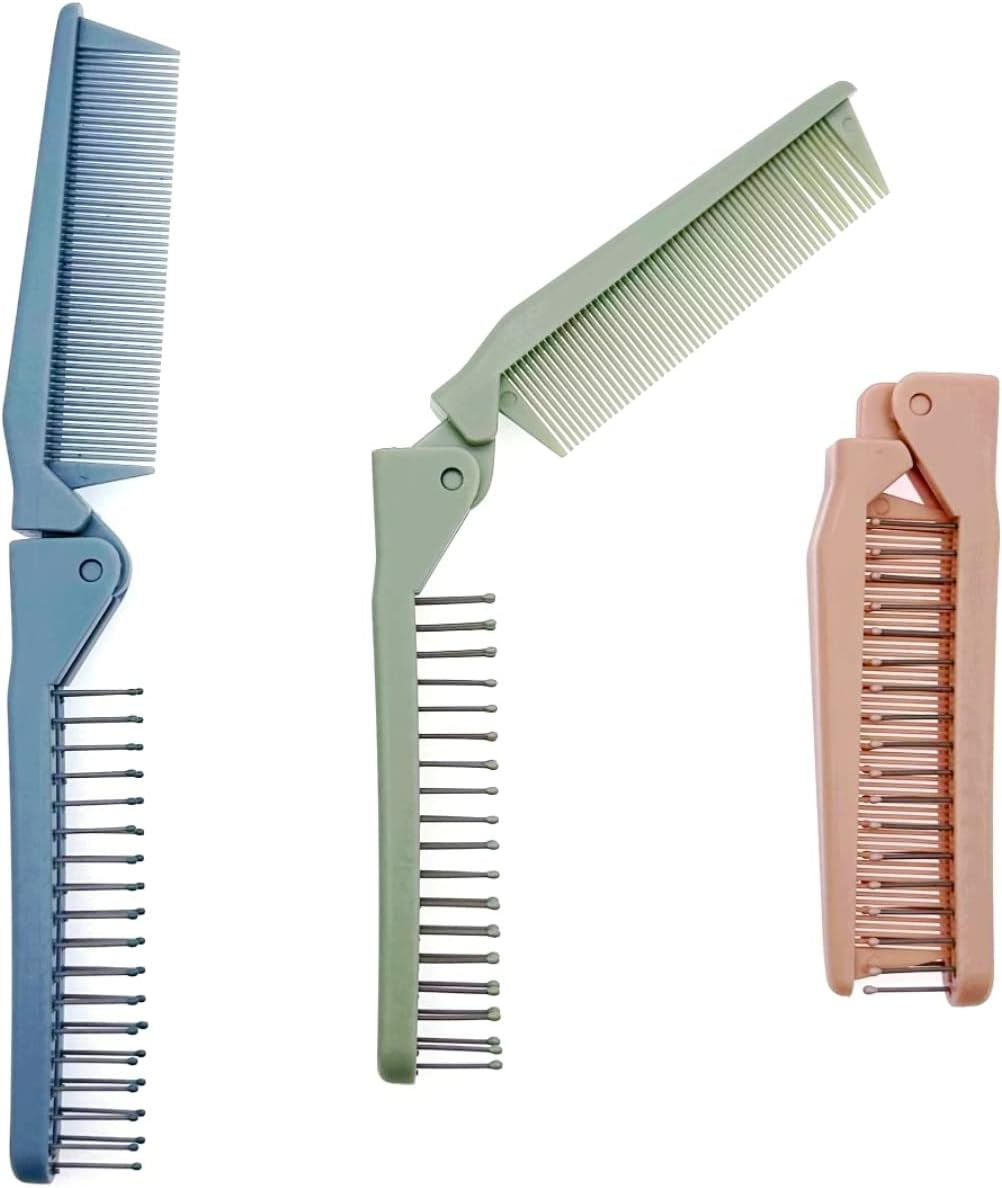 3 X Cepillo De Plegable Peine, Cepillo De Pelo Viaje De Bolsillo Para Mujeres Y Niñas, Cepillo De Cabeza De Masaje Y Peine De Dientes Finos