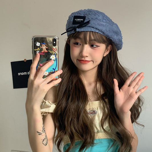 Women's Literary Beret Thin Mesh Patch
