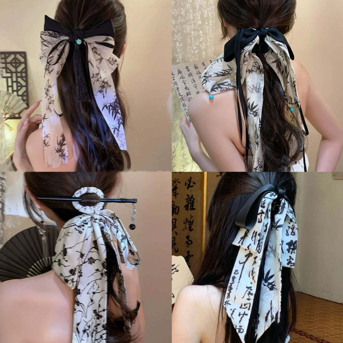 Women's Fashion New Chinese Bow Ribbon Barrettes