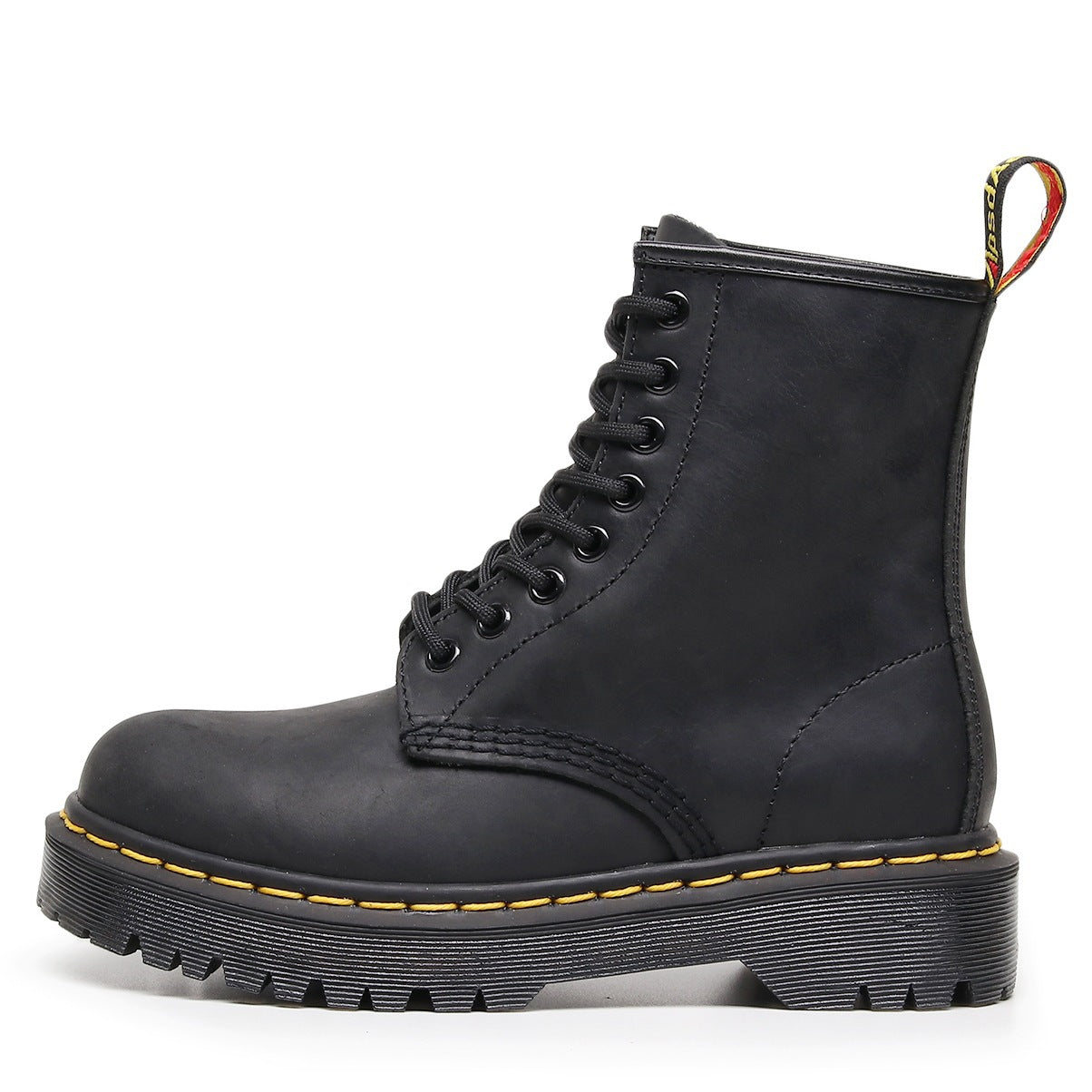 Womens British-style Full-grain Leather Biker Boots Stylish And On-trend