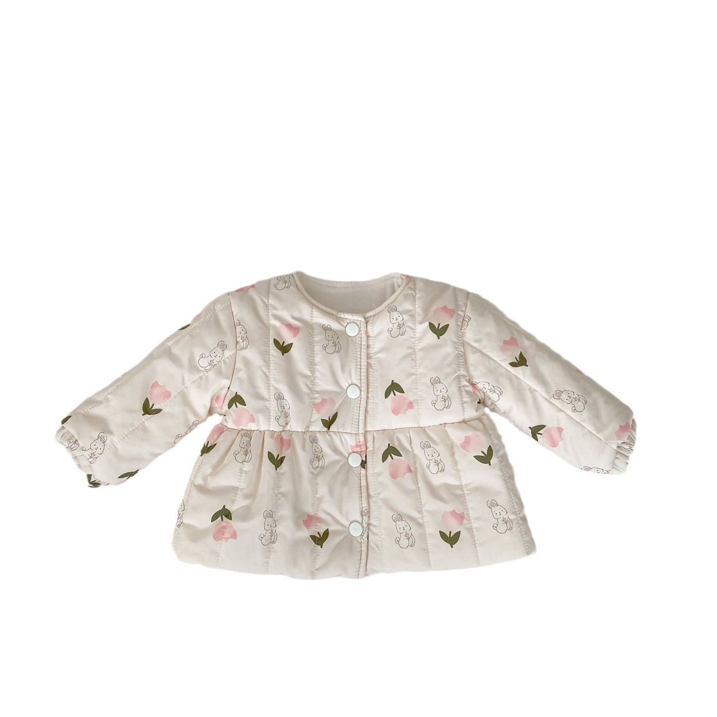 Girls' Compressed Cotton Fleece Lined Long Coat