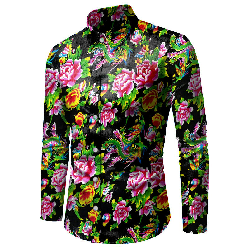 Northeast Big Flower Long-sleeved Colored Shirt