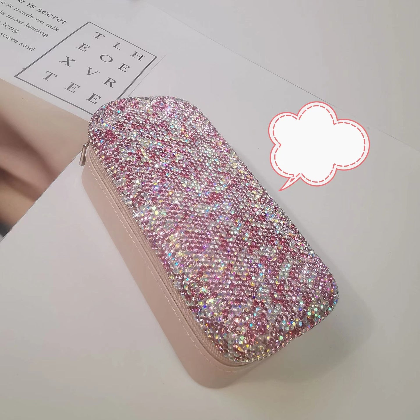 High-grade Rhinestone Portable Candy Color Rectangular Jewelry Box
