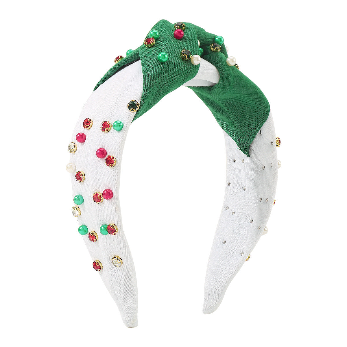 Christmas Wide-brimmed Diamond Beaded Contrast Color Knotted Light Luxury Festival Headband