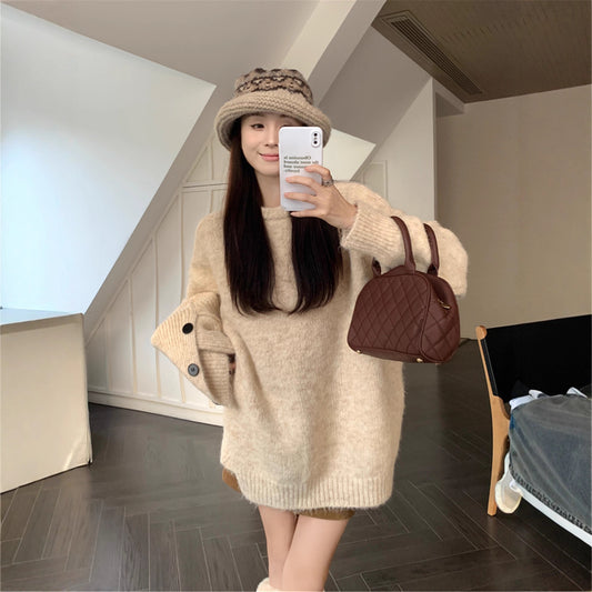 High Collar Detachable Scarf Sweater For Women