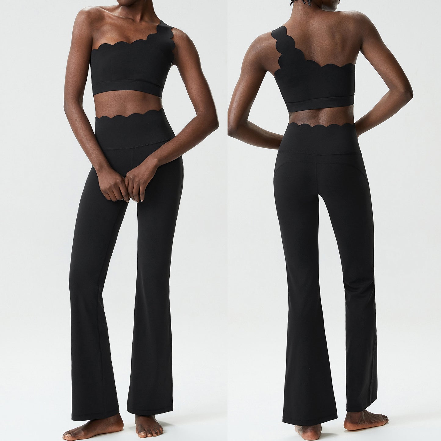 Womens Sexy One-Shoulder Backless Fitness Yoga Outfit Set