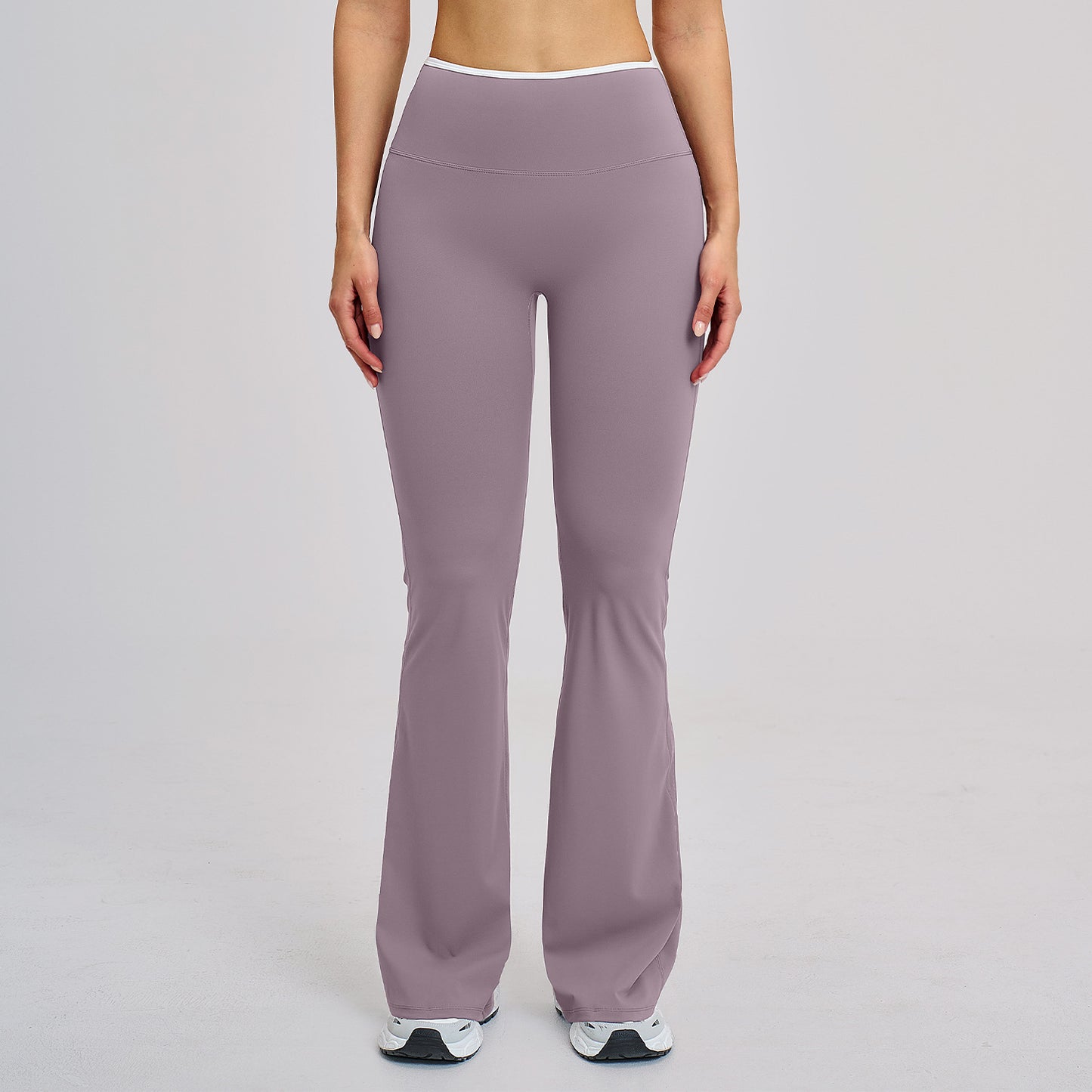 Contrast-color High-waist Flared Athletic Pants For Women