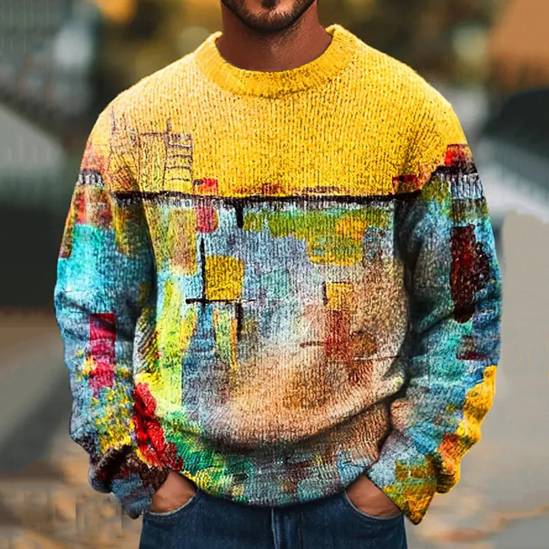Mens Comfy Streetwear Top Made From Chunky Knit Fabric