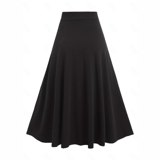 Womens Color-Block High-Waisted Skirt With Buttonholes And Lace-Up Details