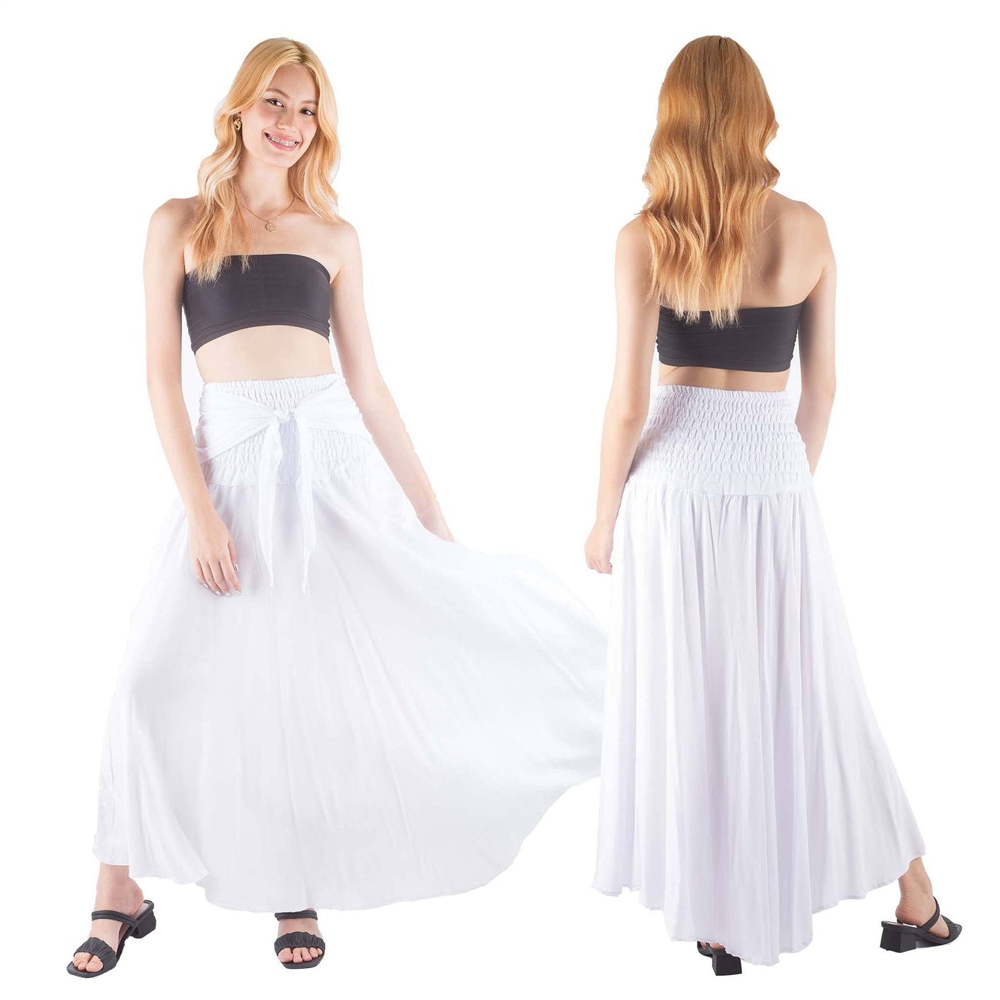 Pattern Print Lace Up Casual Large Swing Beach Skirt