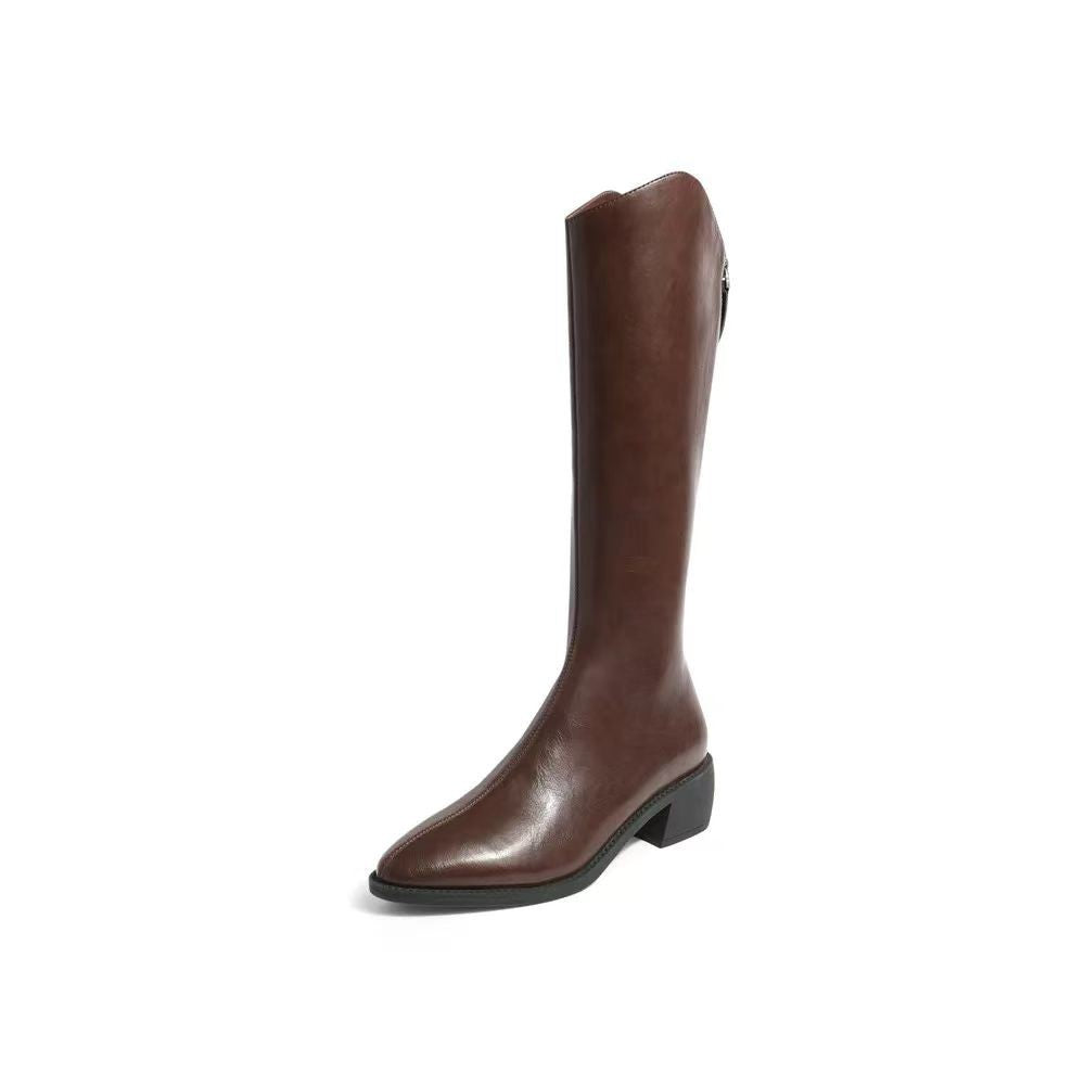 Plus Size High Leg Boot Below The Knee Back Zipper Knight Boots