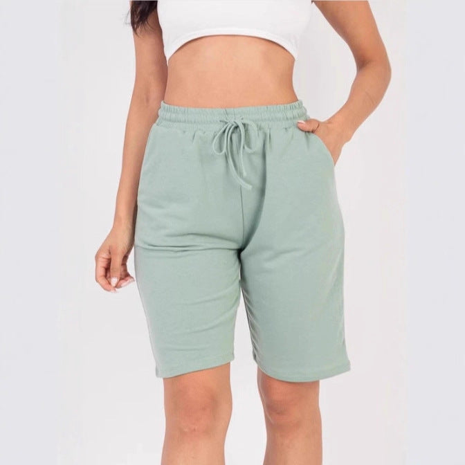Womens High-waisted Drawstring Workout Shorts