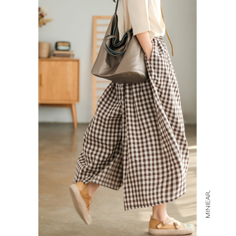 Wide Leg Culottes Plus Size Loose Cotton And Linen Comfortable Casual Pants