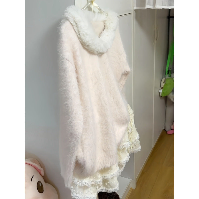 Autumn And Winter Sweet Gentle Long Sleeve Pullover Top Short Skirt