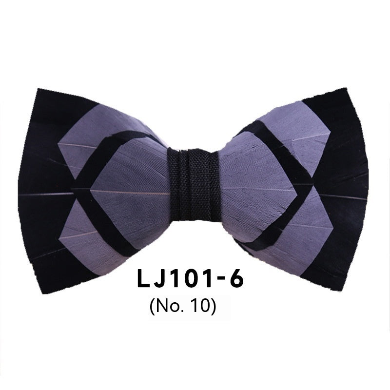 Men's Polyester Feather Bow Tie Business Host Suit Bow Tie