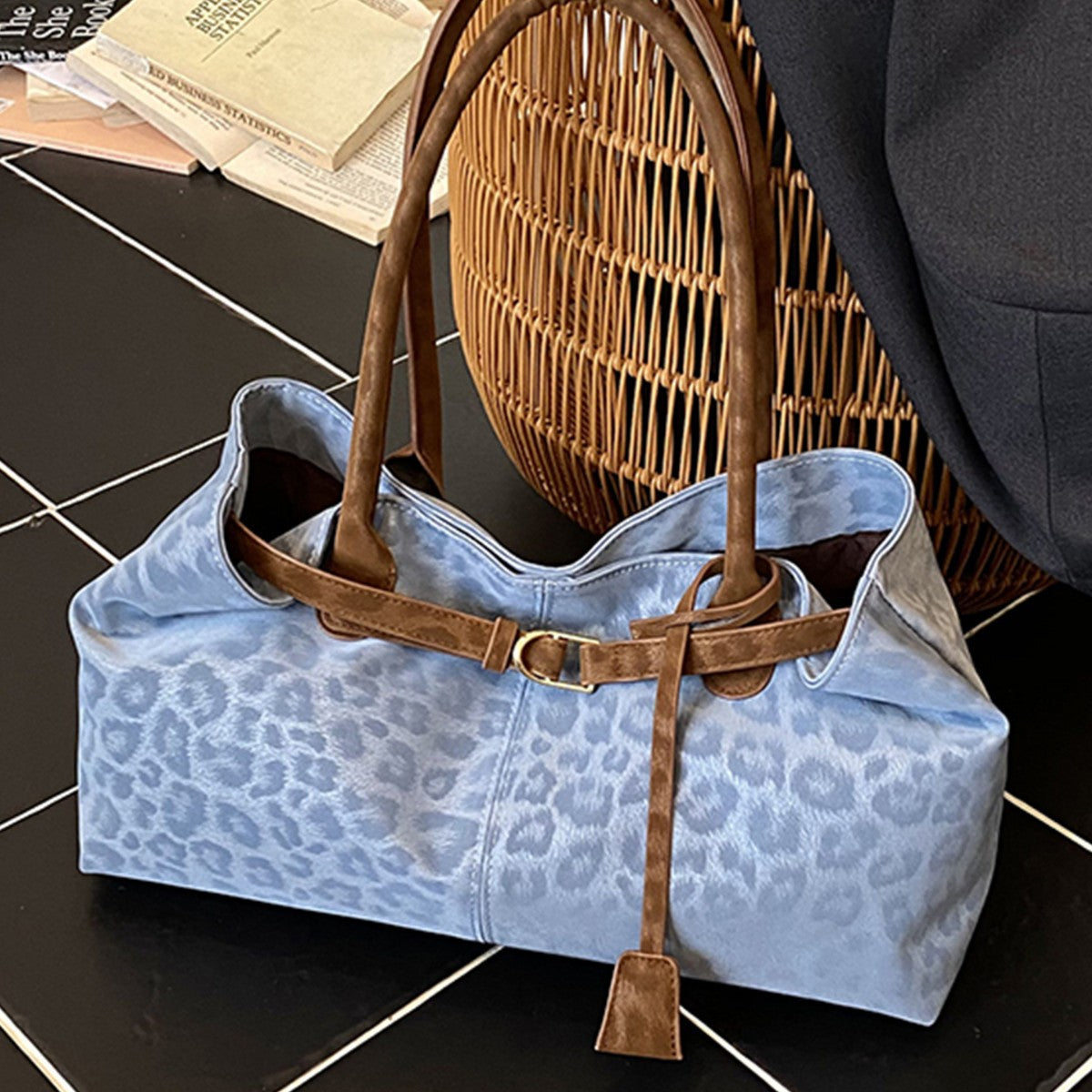 Leopard-print Shoulder Bag Fashionable Versatile And Minimalist