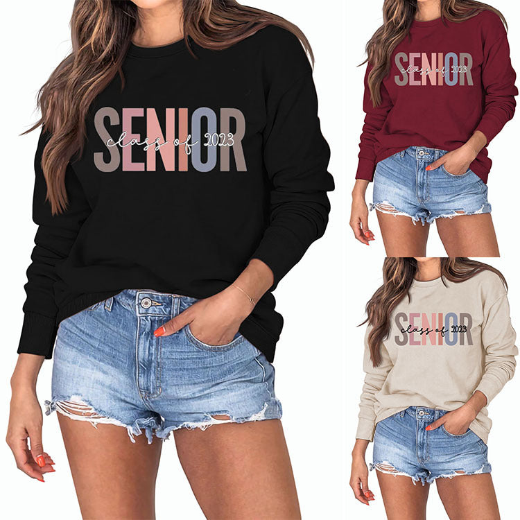 Female Lettering Fashion Loose Casual Long Sleeve Sweater