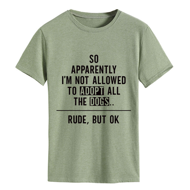 Fashion Round Neck Letter Loose Short Sleeve T-shirt For Women